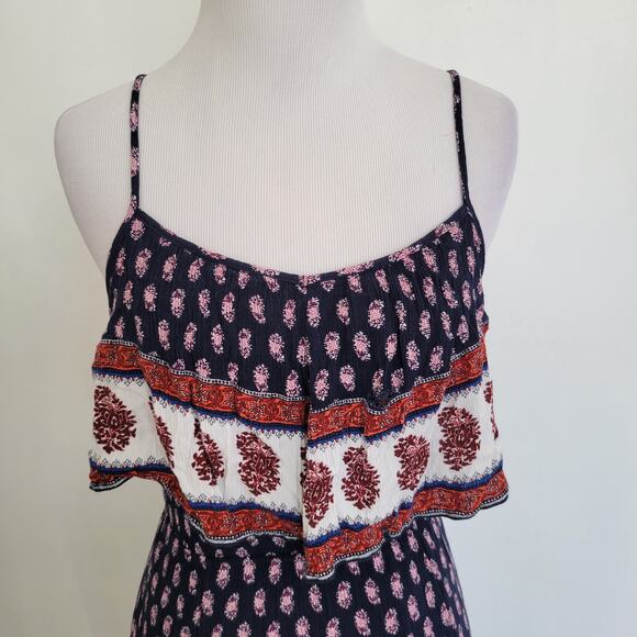 American Eagle Outfitters Maxi Dress Navy Spaghetti Straps Ruffle Women XS - Picture 4 of 12